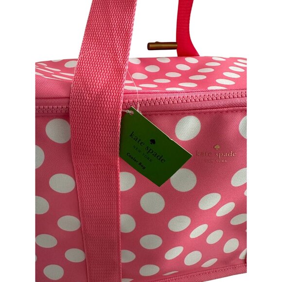 KATE SPADE Pink White Polka Dot Cooler Bag NEW NWT - Picture 7 of 11